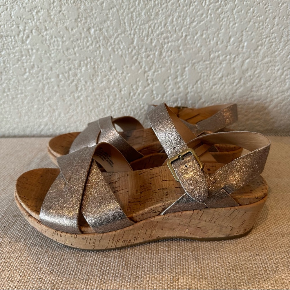 Kork-Ease Soft Gold Metallic Myrna 2.0 Platform Wedge Sandals - Picture 6 of 13